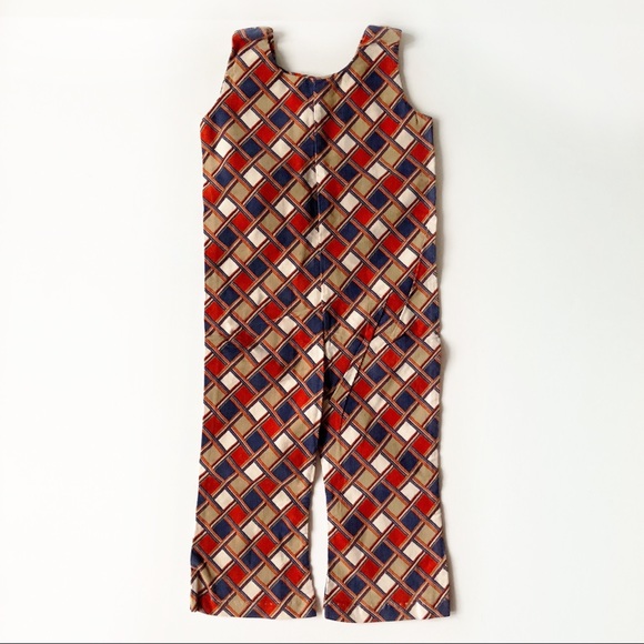 Vintage Kids Overalls - 70s Plaid Corduroy Jumper, Kids Outfit, Boys Outfit - Picture 3 of 5